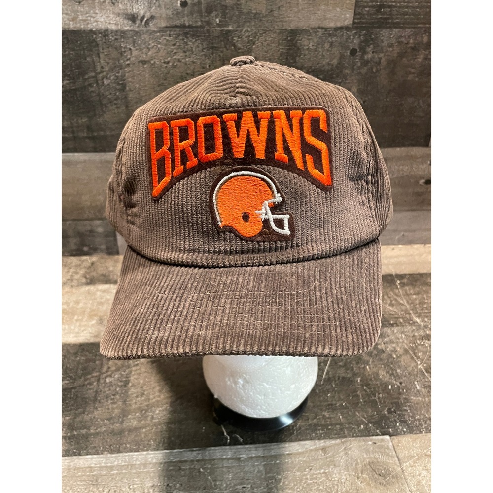 Vintage New Era Cleveland Browns Corduroy Snapback Hat Brown Orange Made in USA
